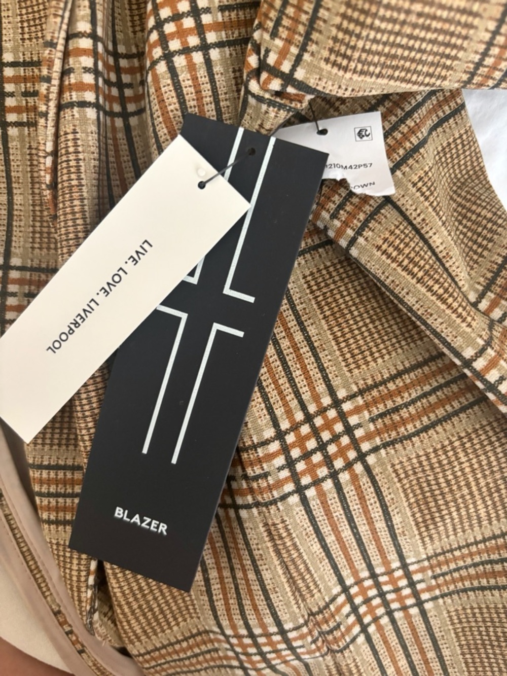 Liverpool Jeans Brown Plaid Stretchy Boyfriend Blazer XL NEW NWT - Picture 5 of 7